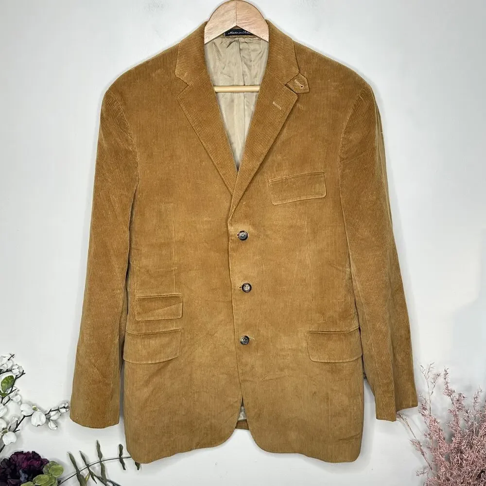 RALPH LAUREN Purple Label Corduroy Sport Coat Blazer Camel Tan 40R $2445 {247}